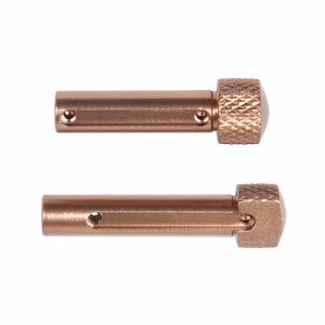 Bronze AR 5.56 Extended Takedown Pins, Gen 2, with textured knobs.