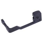 Black L-shaped camera mount bracket with threaded hole for stability and ergonomic handling.