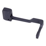 Matte black L-shaped thumb grip for camera stability, ergonomic design, solid metal build.