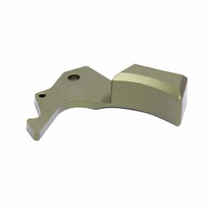 Anodized green ergonomic AR-15 charging handle latch for enhanced firearm usability.