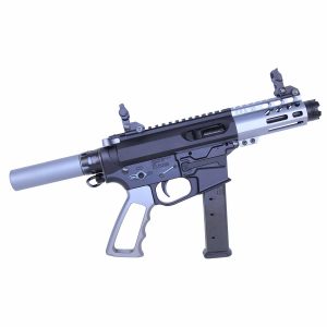 Guntec USA AR-15 Micro Pistol in Anodized Grey with Tactical Accessories.