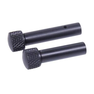 AR 5.56 Cal Extended Takedown Pins, Gen 2, Anodized Black, with Knurled Grip.