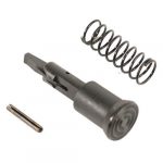 AR-15 assembly with steel cylinder, helical spring, and metal pin for precise movement.