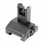 Black flip-up front sight for AR-15 with matte finish for picatinny/weaver rail.