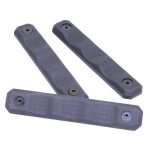 M-LOK grip panels, Gen 2, with finger grooves in slate blue.