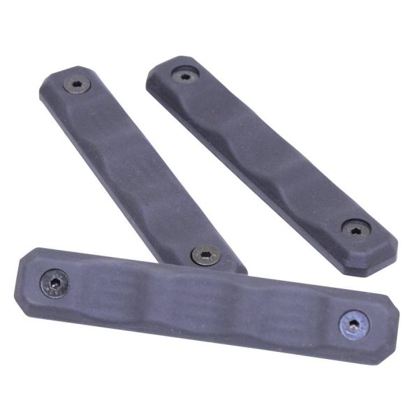 M-LOK grip panels, Gen 2, with finger grooves in slate blue.