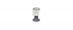 Elegant hourglass glass container with silver lid, ideal for spices or decorative items.