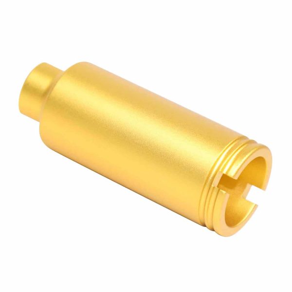 Gold AR-15 Slim Line Cone Flash Can with precision machining.