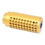 Gold AR-15 SOCOM Mini Fake Suppressor, Gen 2, Anodized Metal Finish.