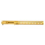 Gold AR-15 Billet Upper Receiver and 15 M-LOK Handguard Combo Set.