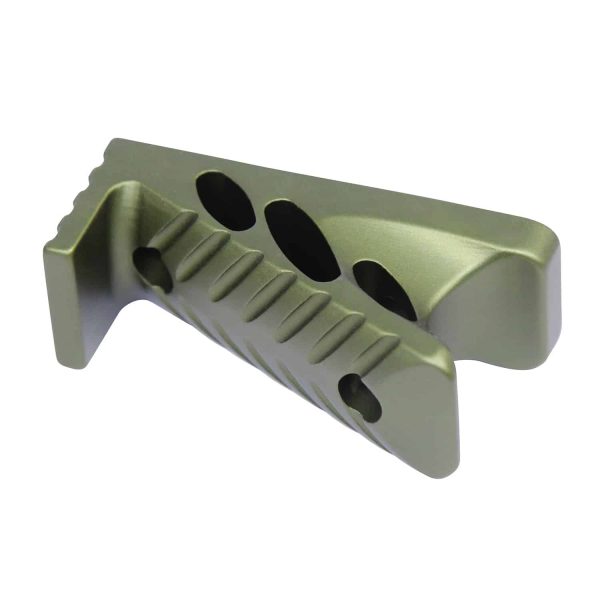 Guntec USA green anodized micro angle grip with M-LOK attachment system.