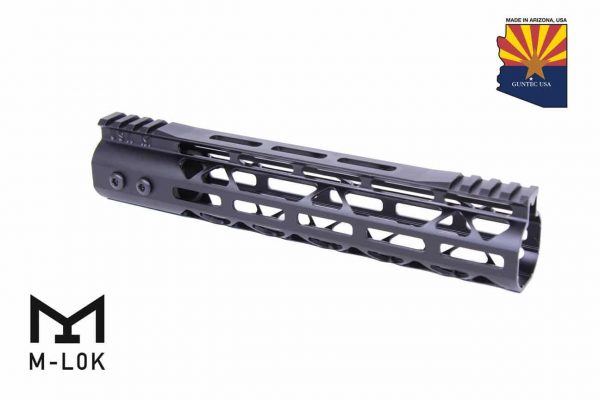 Guntec USA 10-inch M-LOK AR-style rifle handguard with monolithic top rail.