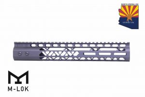 12 Guntec USA M-LOK Handguard with Monolithic Top Rail in Anodized Black.