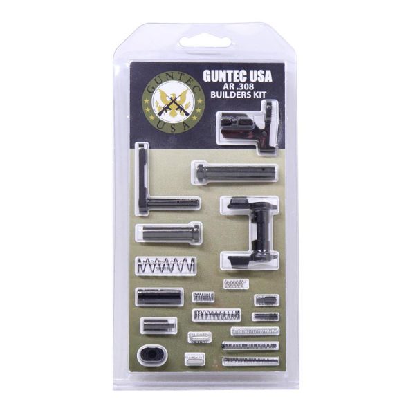 Guntec USA AR .308 Cal Builders Kit with Ambi Safety in clear packaging.
