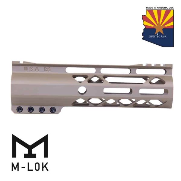 Guntec USA 7-inch FDE M-LOK Free Floating Handguard with Monolithic Rail.