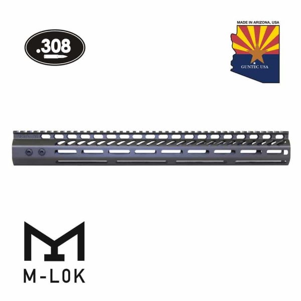 Guntec USA 16.5 M-LOK .308 Handguard in OD Green with Top Rail.
