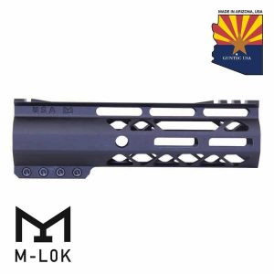 Guntec USA 7-inch black M-LOK handguard with top rail, Arizona flag.