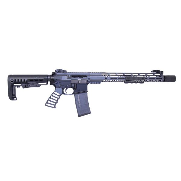 Custom AR-308 MCS from Guntec USA, featuring a titanium blue finish and tactical upgrades.