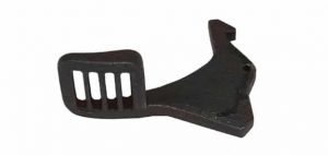 Black ergonomic slotted spatula for non-stick cookware, ideal for flipping and draining foods.