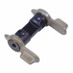 Compact mechanical link with vibration damping and metal mounting flanges for secure connections.