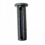 Black AR-15 steel takedown pin with split design for secure fastening and retention.
