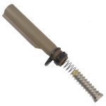 Flat Dark Earth AR-15 buffer tube, spring, and retaining pin assembly for recoil absorption.