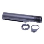 AR-15 buffer tube kit with mil-spec tube, end plate, and castle nut for durability.