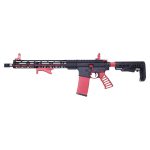 Guntec USA AR-15 with 16-inch Cerakote red and black tactical rifle.