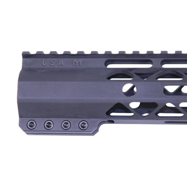 Guntec USA 7-inch M-LOK Handguard with Monolithic Top Rail, Anodized Black.