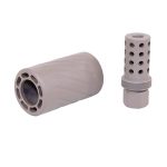 High-quality aluminum cylindrical muzzle devices with ports for recoil and flash control.