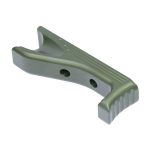 Green aluminum angled grip for M-LOK system, ergonomic and durable design.