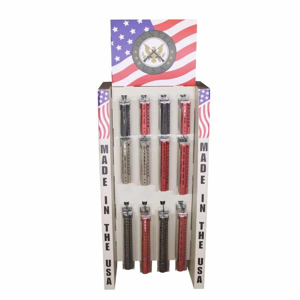 GUNTEC USA patriotic-themed vape display with American flag design.