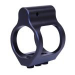 AR-15 low-profile gas block, CNC-machined, matte finish, for barrel gas management.