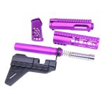 AR 9mm pistol kit with purple anodized parts and stabilizing brace.