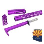 Vibrant purple anodized AR-15 components set by GRUNT USA, made in Arizona.