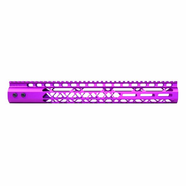 Purple Guntec USA 15 M-LOK AR-15 Handguard with Top Rail.