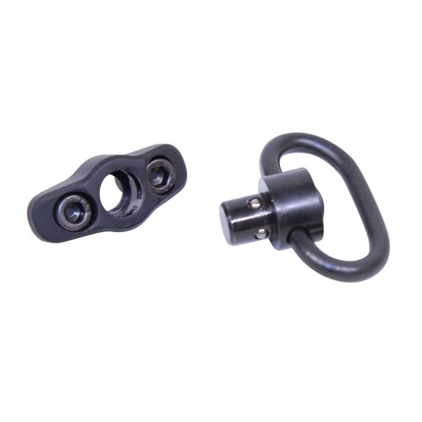 Gen 2 anodized black QD sling swivel and adapter for M-LOK system.