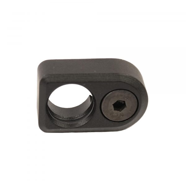 Black metal QD swivel adapter bracket for KeyMod system, with circular hole and hex socket.