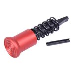 Red and black firearm recoil buffer assembly with robust spring and red rubber end cap.