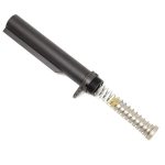 Pistol recoil spring assembly with black guide rod and silver spring for energy absorption.