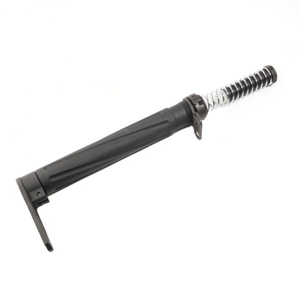 Black polymer pistol recoil spring guide rod assembly with metal spring for reliable cycling.