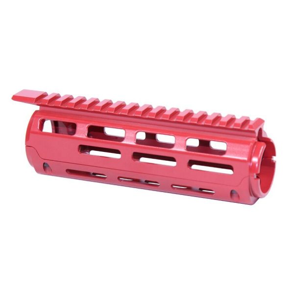 Red 7-inch AR-15 M-LOK Free Floating Handguard with Picatinny Top Rail.