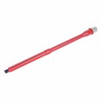 Red Cerakote-coated 16-inch 5.56mm M4 rifle barrel by Guntec USA.