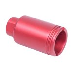 Red anodized AR-15 micro slim flash can with precision machined features.