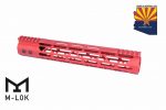 Red 12-inch Guntec M-LOK free-floating handguard with top rail.
