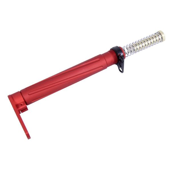 Sleek red mechanical tool with ergonomic design for precision dispensing in construction or automotive tasks.