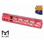 Red 10-inch M-LOK Free Floating Handguard with Picatinny Rail.