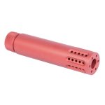 Salmon pink AR-15 barrel shroud with multi-port muzzle brake, anodized finish.