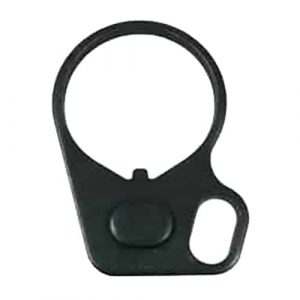 Black matte AR-15 sling adapter with circular ring for secure, hands-free carrying.