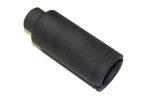 Matte black AR-15 cone flash can muzzle device for 9mm, durable metal construction.